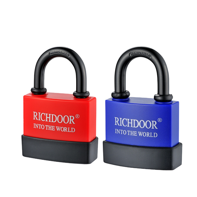 Blue Red Anti-cutting Waterproof Rubber Cover Circle Against Corrosion Secure Lock 80mm Bottom Soft Cover Style Dustproof Lock