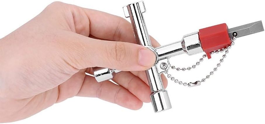 4 in 1 Universal Utilities Key Bit Zinc Alloy Plumbers Electricians Tools 4 Way Multi-Functional Universal Cross Key