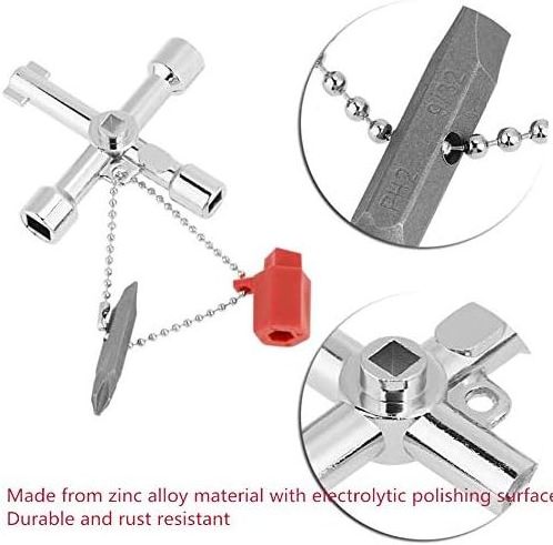 4 in 1 Universal Utilities Key Bit Zinc Alloy Plumbers Electricians Tools 4 Way Multi-Functional Universal Cross Key