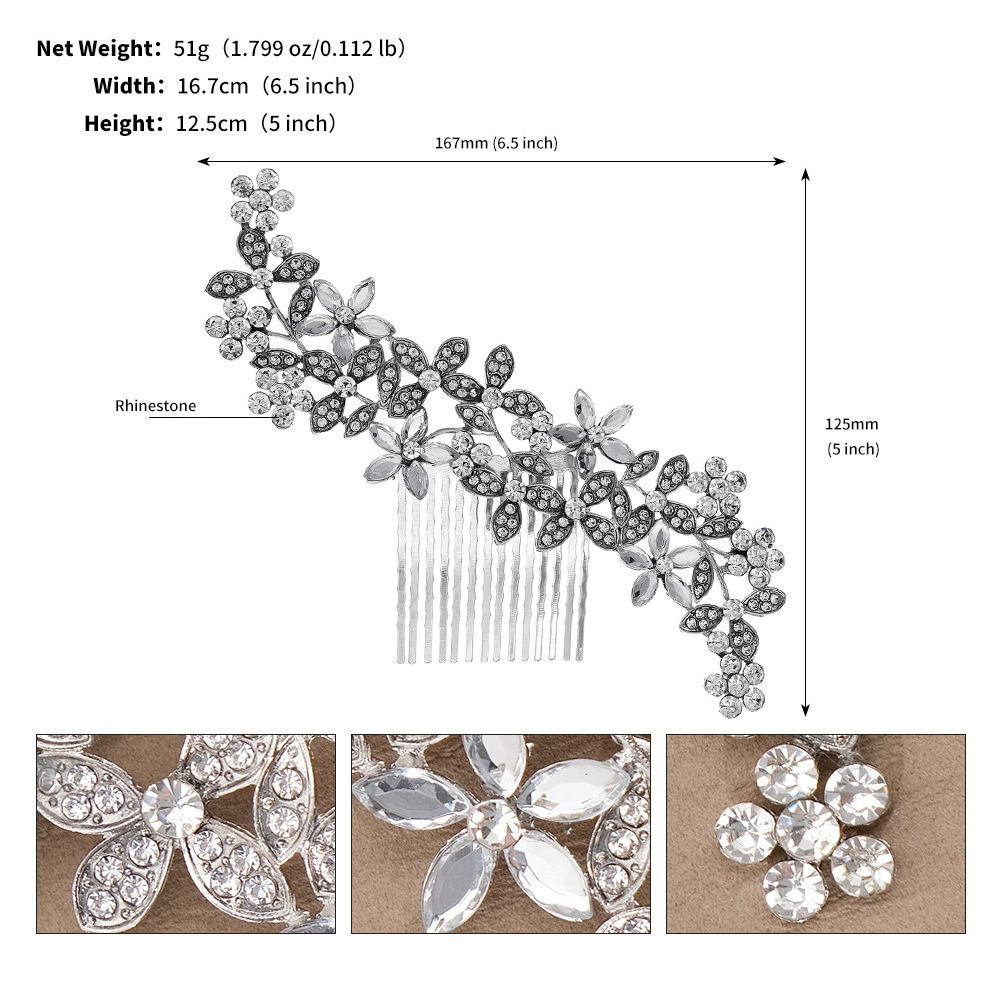 flower crystal Bride Wedding Hair Comb  jewelry Bridal Hair Accessories