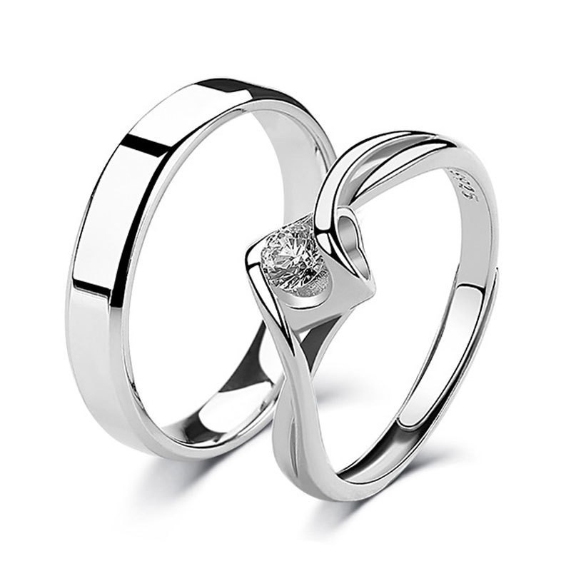 s925 sterling Silver  adjustable  couple   finger love  ring