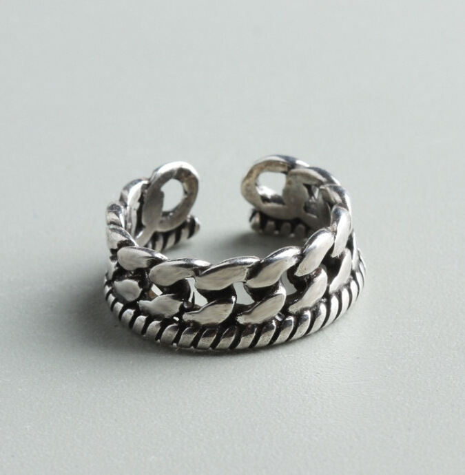 925 Thailand Silver Ring for men men's chain Ring Fashion Jewelry