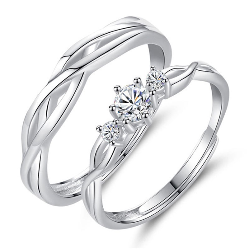 s925 sterling Silver  adjustable  couple   finger love  ring