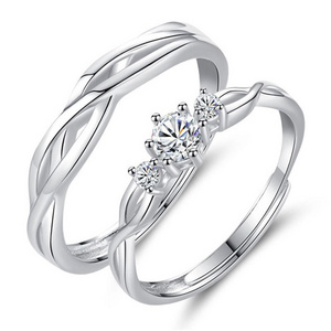 s925 sterling Silver  adjustable  couple   finger love  ring