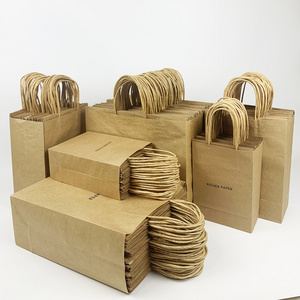 Recycled Custom Restaurant Togo Food Delivery Coffee Grease Proof Packaging Bag Shopping Food Takeaway Kraft Paper Bags