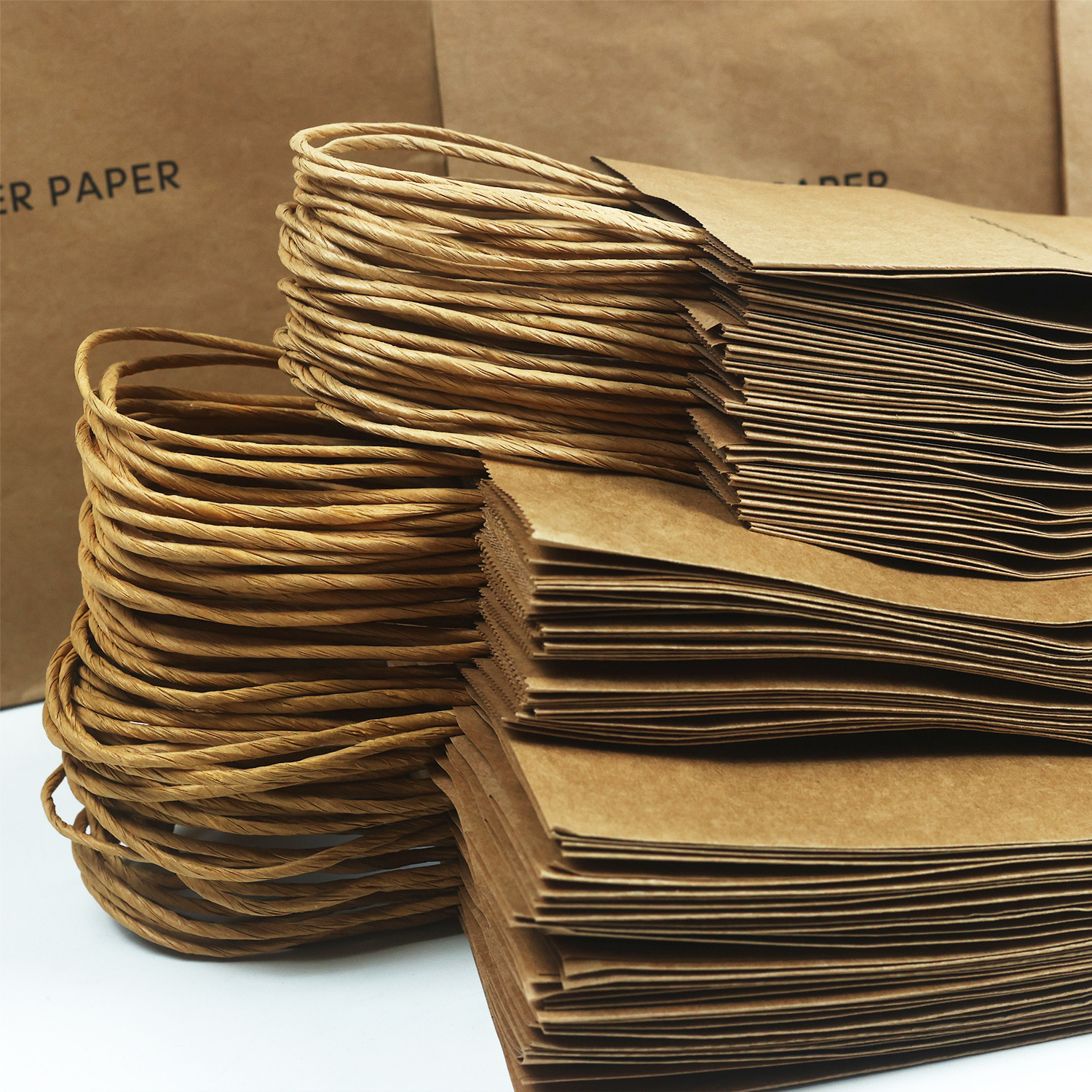 Recycled Custom Restaurant Togo Food Delivery Coffee Grease Proof Packaging Bag Shopping Food Takeaway Kraft Paper Bags