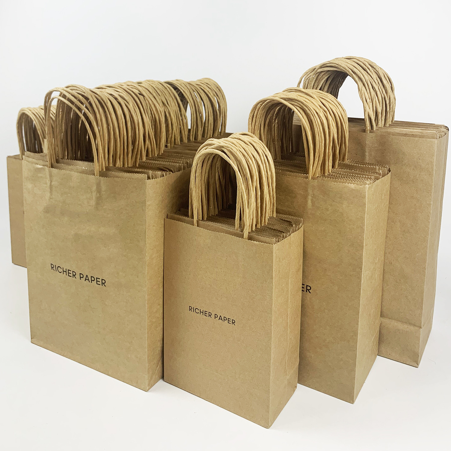 Recycled Custom Restaurant Togo Food Delivery Coffee Grease Proof Packaging Bag Shopping Food Takeaway Kraft Paper Bags