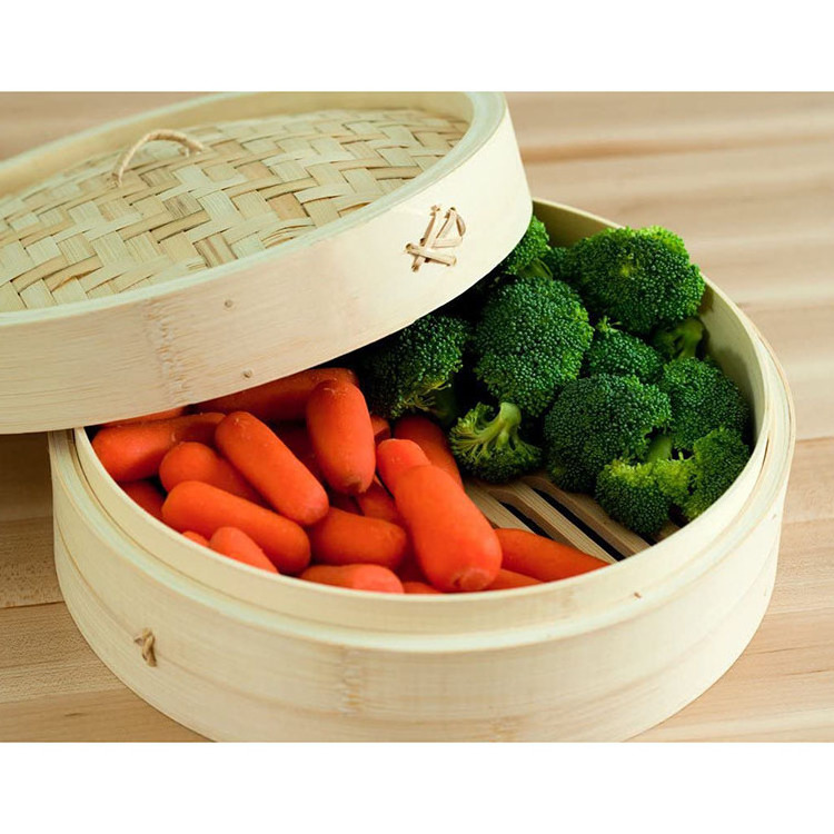 Commercial restaurant kitchen item rice dim sum bamboo steamer set, bamboo steamer with lid round