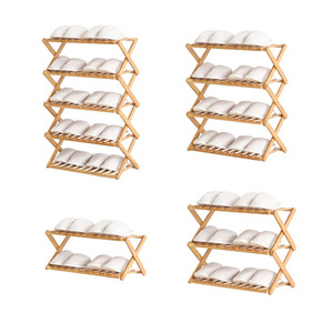 Customized Multi Layered Portable Foldable Modern Living Room Vertical Bamboo Storage Organizer Shoe Rack