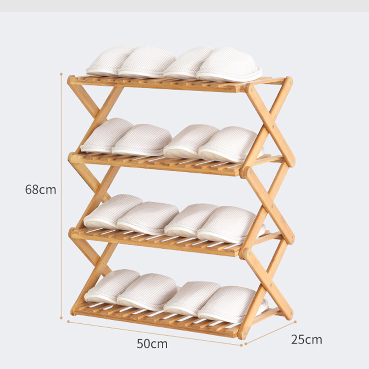 Customized Multi Layered Portable Foldable Modern Living Room Vertical Bamboo Storage Organizer Shoe Rack