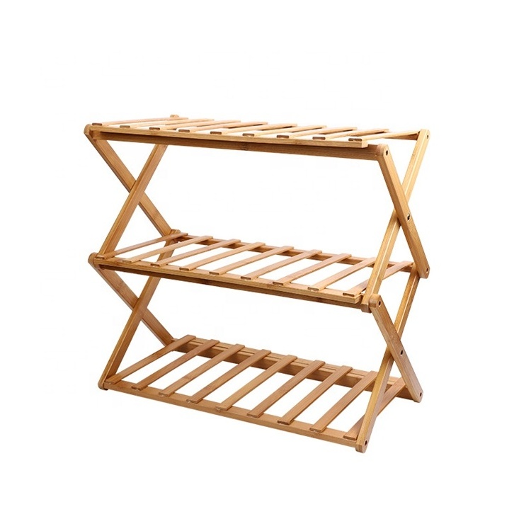 Customized Multi Layered Portable Foldable Modern Living Room Vertical Bamboo Storage Organizer Shoe Rack