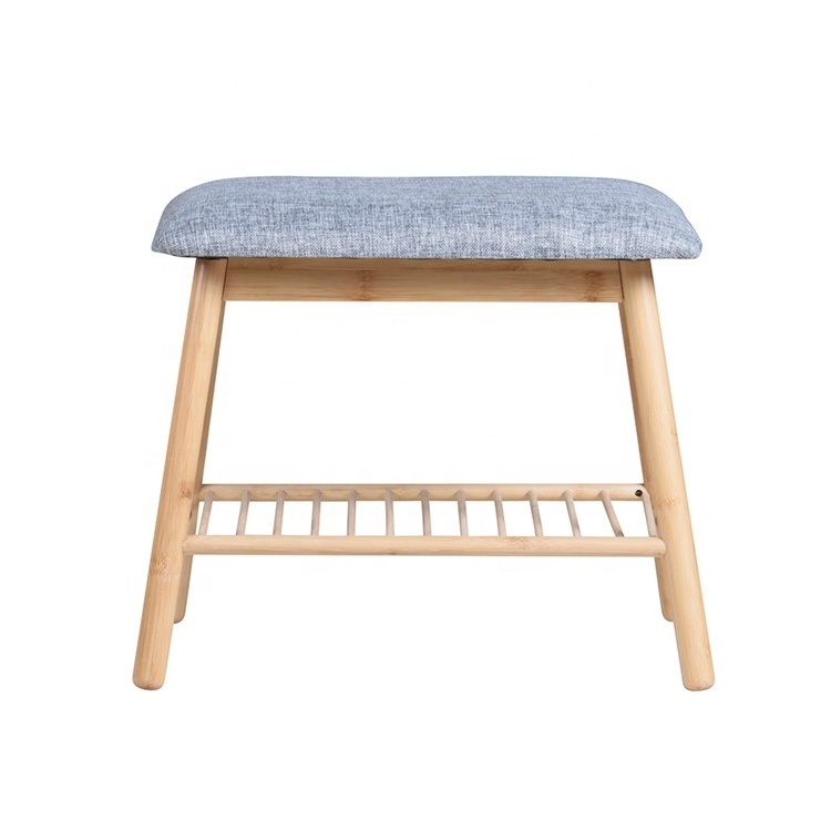 Hot sell Modern Design entry bamboo change storage Shoe Rack bench with cushion, shoe bench with seat