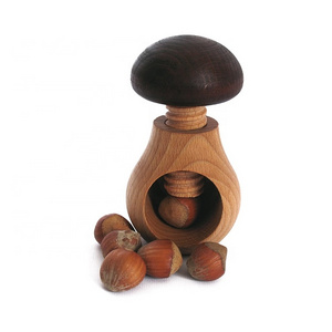 High quality mushroom shape manual kitchen gadgets solid beech wood walnut almond nut cracker tool, wood walnut nut breaker