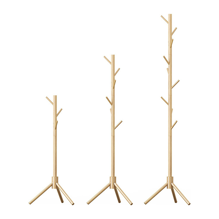 Floor Free Standing Bamboo Hat Tree Coat Hanger Stand with 3 Shelves, storage bamboo coat rack