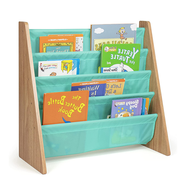 Colorful Living Room Modern Portable Wooden Toddler Children Kids Bookcase Book Shelf, Kid Storage Bookshelf