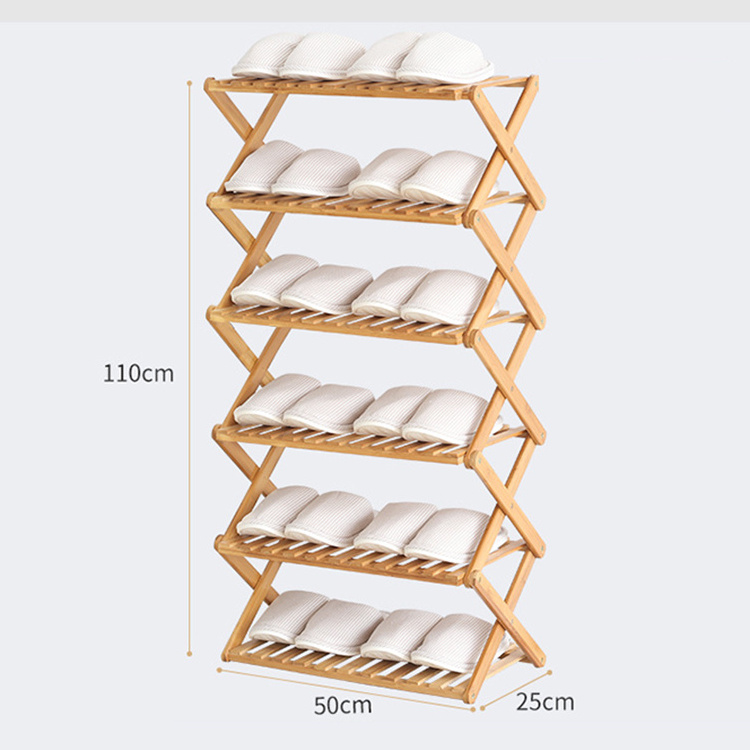 Customized Multi Layer Portable Foldable Modern Living Room Vertical Bamboo Storage Organizer Shoe Rack