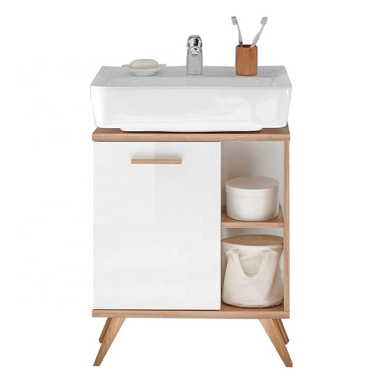 Bamboo wood toilet wash basin bathroom storage under sink cabinet