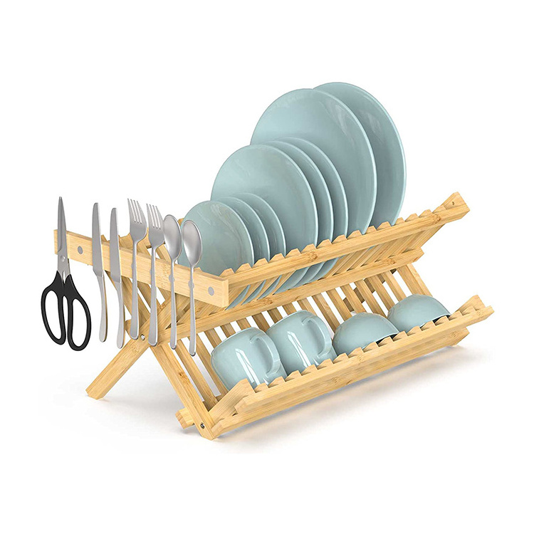 Custom kitchen 2 tier triangle structure bowl cups spoon drying storage dish drainer rack with knife holder