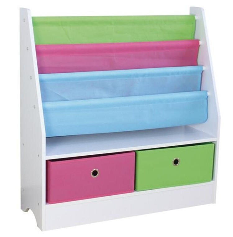 Wholesale Eco Friendly Safe Children Storage Shelves Kids Toy Organizer with Plastic Bins, toy organizer with book shelf