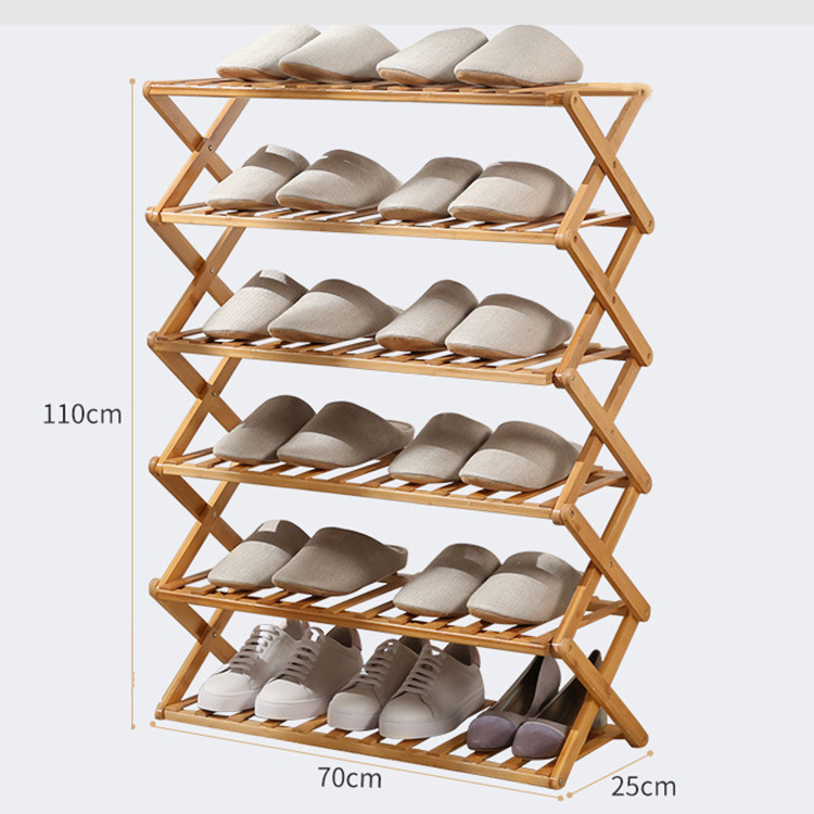 Customized Multi Layer Portable Foldable Modern Living Room Vertical Bamboo Storage Organizer Shoe Rack