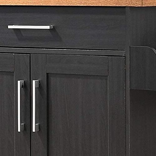 OEM black wood modern rolling buffet bar furniture storage cabinet kitchen island cart trolley with wheels