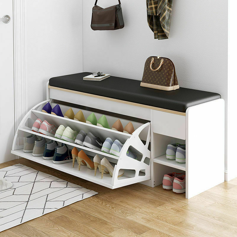 Modern Living Room Furniture Wooden Storage Bench Organiser Sitable rotating shoe rack, white shoe rack cabinet with seat