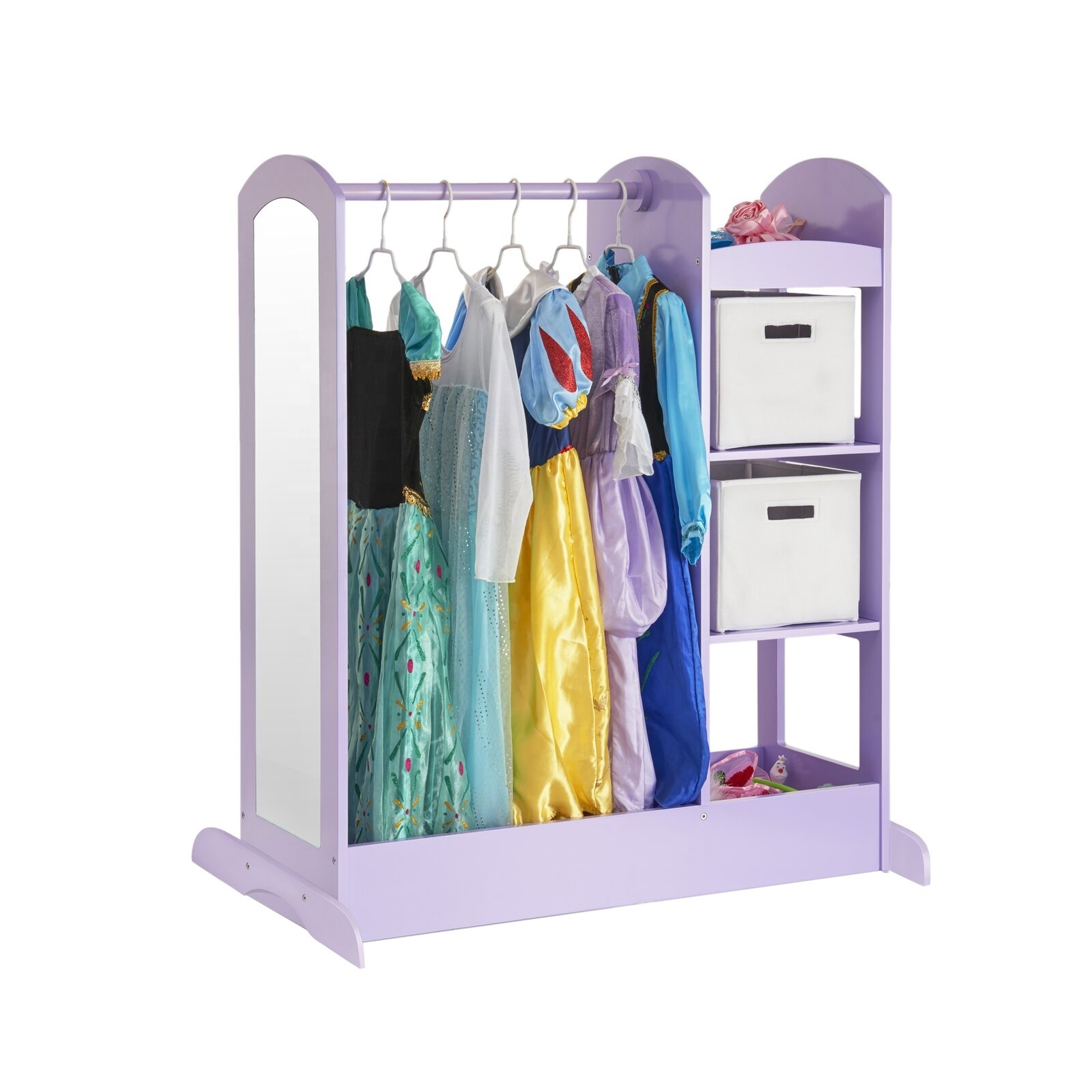 Children Toddler Baby Storage Wardrobe Closet cabinet kids coat rack wood Dress Up Center