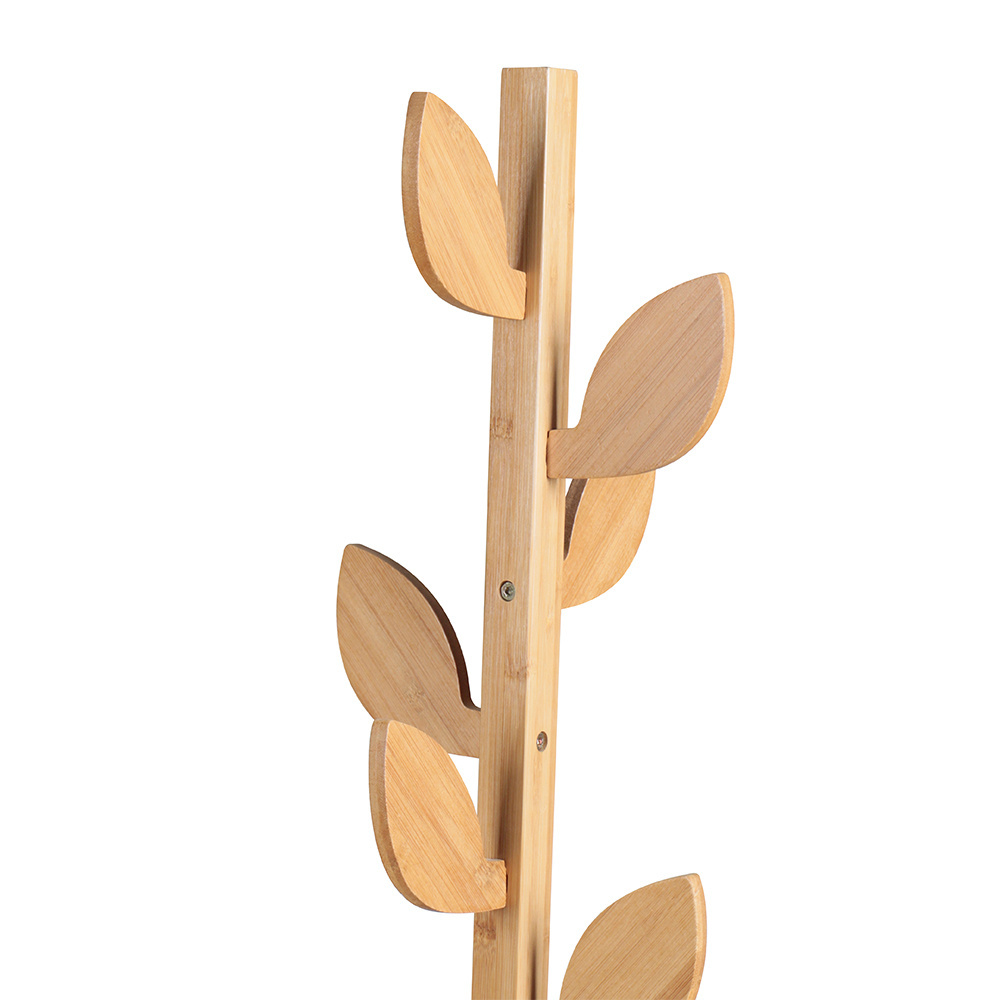 High-Grade 6 Hooks Free Standing Hallway Entryway Wooden Tree Coat Hanger Rack for Clothes Suits Accessories