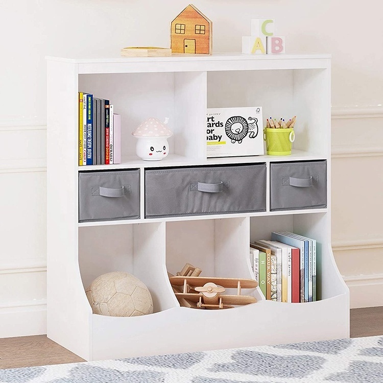 Custom grey painting children living room furniture MDF wooden panel kids toy storage cabinets with drawer