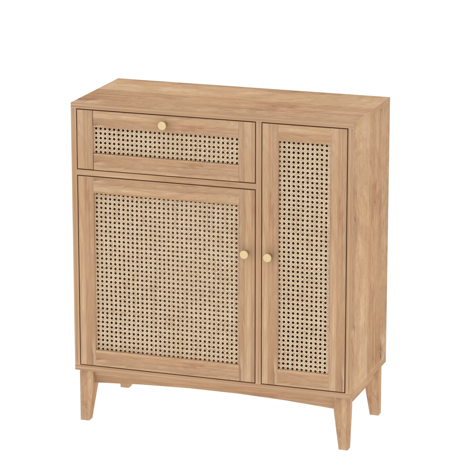 Rattan design bedroom drawers chest modern wood corner side living room storage dresser cabinet with doors