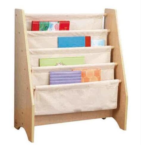 Modern Wooden Cloth Children 4 sling Nursery Baby Kid Book Shelf Bookshelf, Kid Book Storage Rack Bookcase