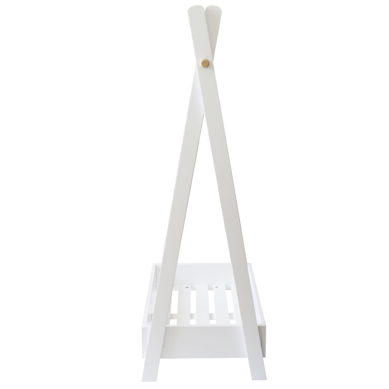 Custom Star White Wooden Dressing Up Rail Closet Baby Kids Children Coat Drying Rack Stand