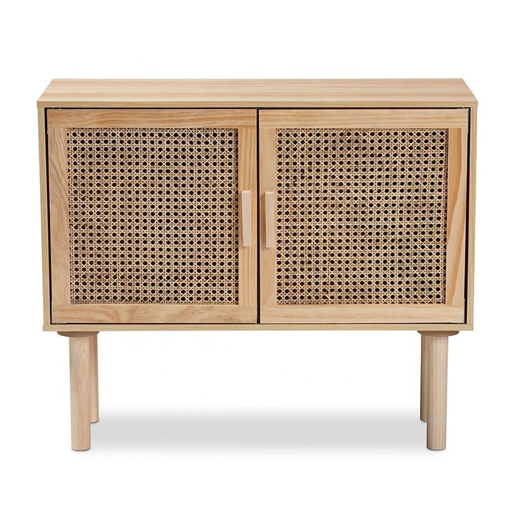 Nordic kitchen dining room hutch storage cabinet wood rattan buffet sideboard