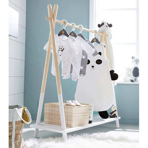 Children Costume Organizer Center Wood Kids Clothes Coat rack, Kids Open Hanging Armoire Closet Unit Furniture