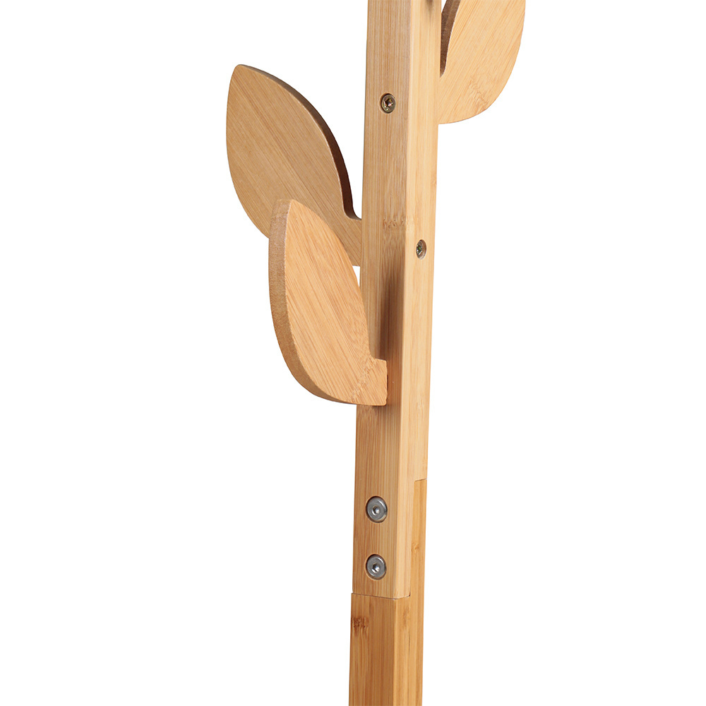 High-Grade 6 Hooks Free Standing Hallway Entryway Wooden Tree Coat Hanger Rack for Clothes Suits Accessories