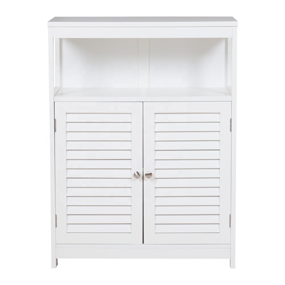 Custom White Wood Free Standing Cupboard Floor Washroom Organizer Toilet Bathroom Storage Cabinet