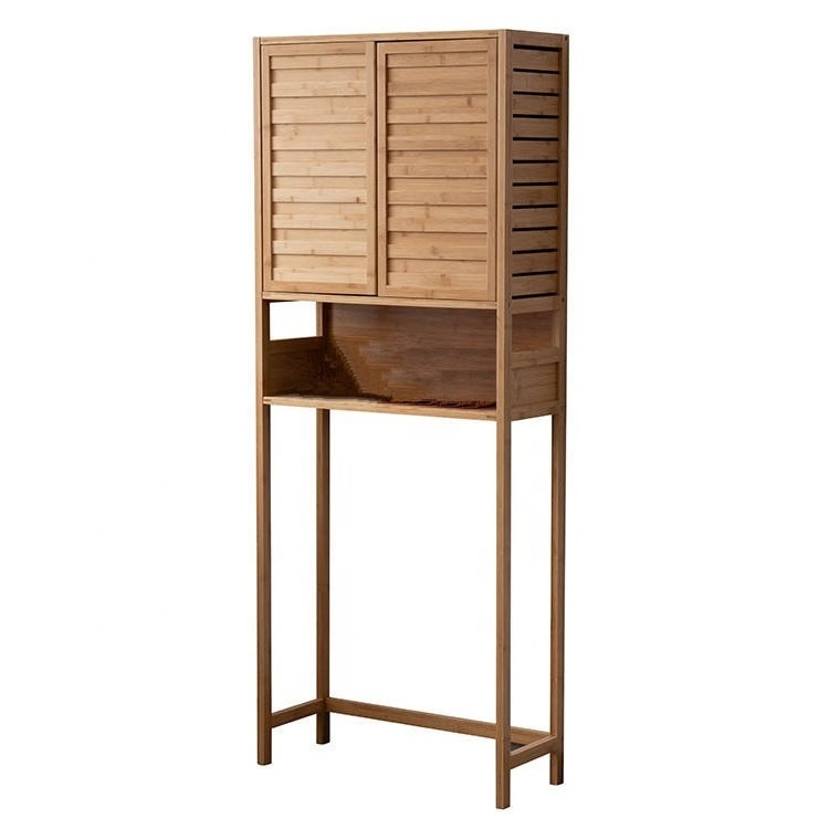 Modern Home Furniture Bamboo Washroom Tall Standing Bathroom Over The Toilet Storage Cabinet Rack