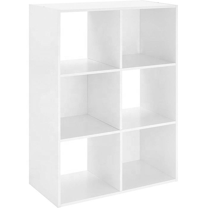 Custom wholesale white wood living room book organizer 6 cube storage cabinet bookcase