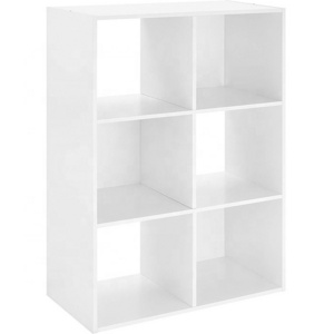 Custom wholesale white wood living room book organizer 6 cube storage cabinet bookcase