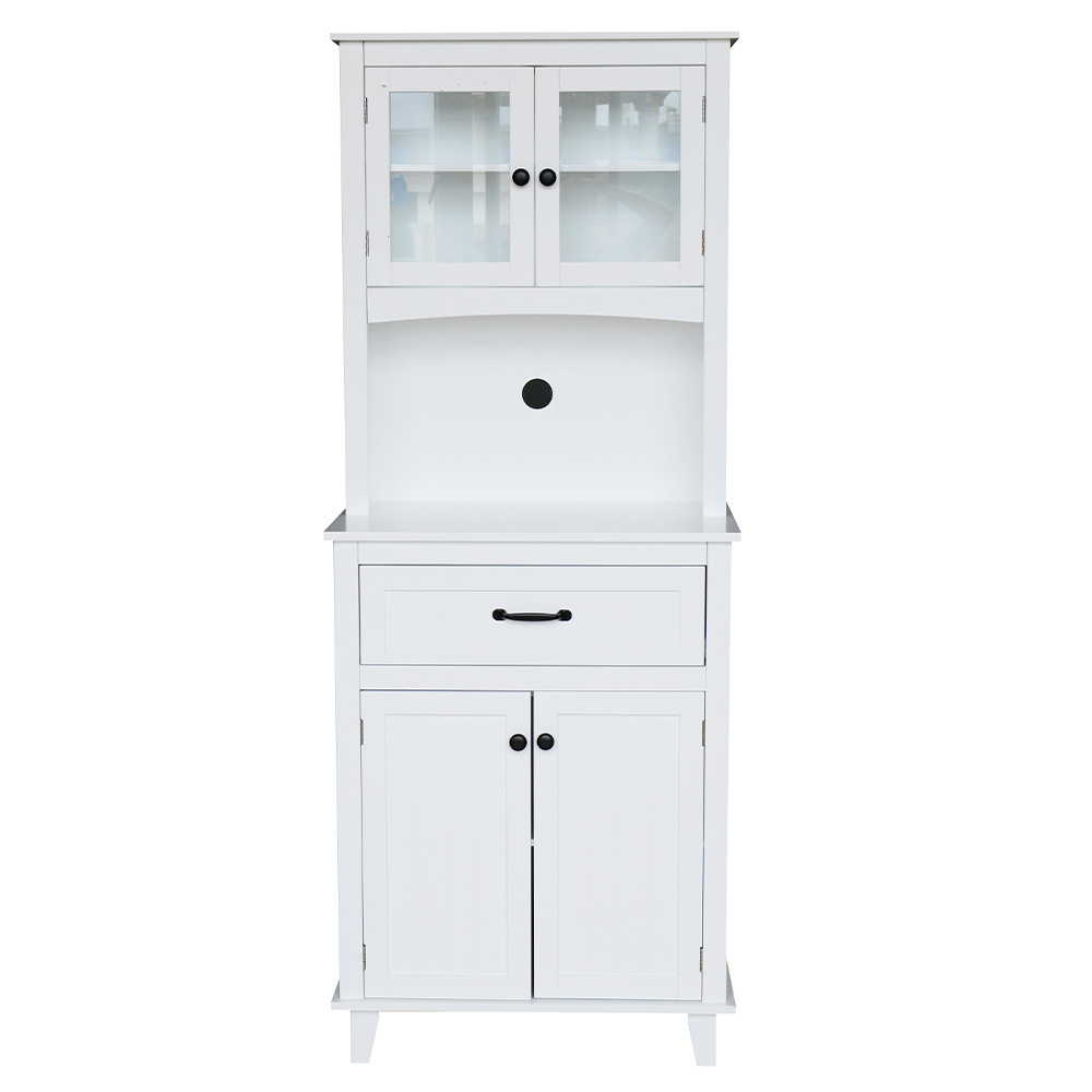 China dinning room high wood sideboard tall kitchen buffet hutch storage cabinet with glass door