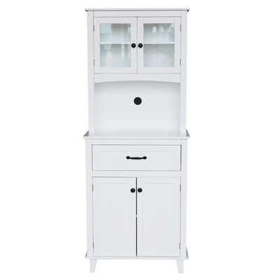 China dinning room high wood sideboard tall kitchen buffet hutch storage cabinet with glass door