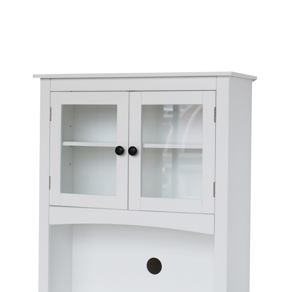 China dinning room high wood sideboard tall kitchen buffet hutch storage cabinet with glass door