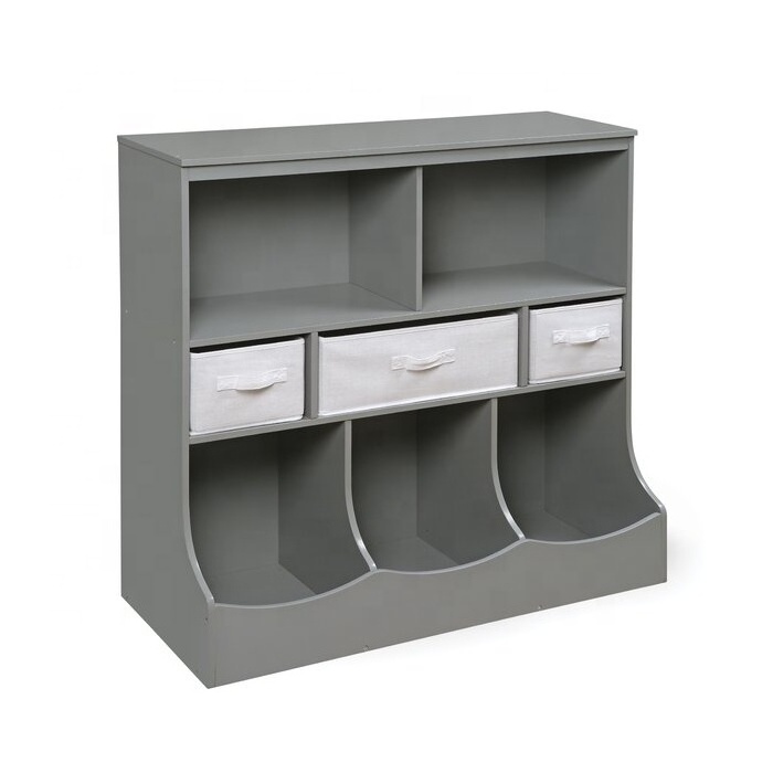 Custom grey painting children living room furniture MDF wooden panel kids toy storage cabinets with drawer