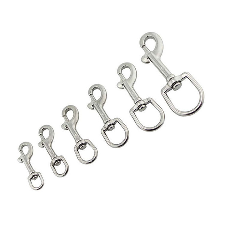 Metal Spring Clasp Clip Buckle Keychain Hook Stainless Steel Swivel Snap Hook for Dog Pet Bag