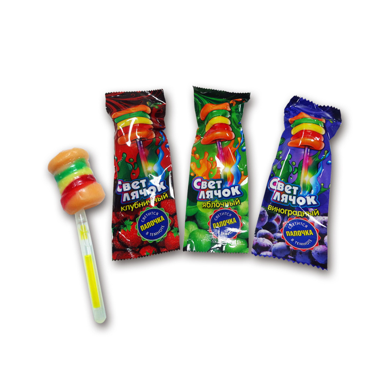 hot selling Hamburger shape lollipop sweet with stick light