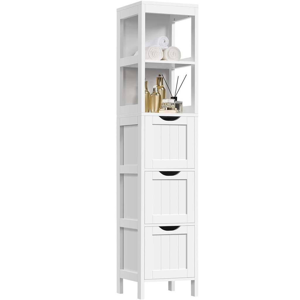 Bathroom Tall Cabinet Slim Storage Cabinet Narrow Freestanding Floor Cabinet with 3 Drawers & 2 Shelves