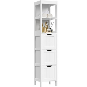 Bathroom Tall Cabinet Slim Storage Cabinet Narrow Freestanding Floor Cabinet with 3 Drawers & 2 Shelves