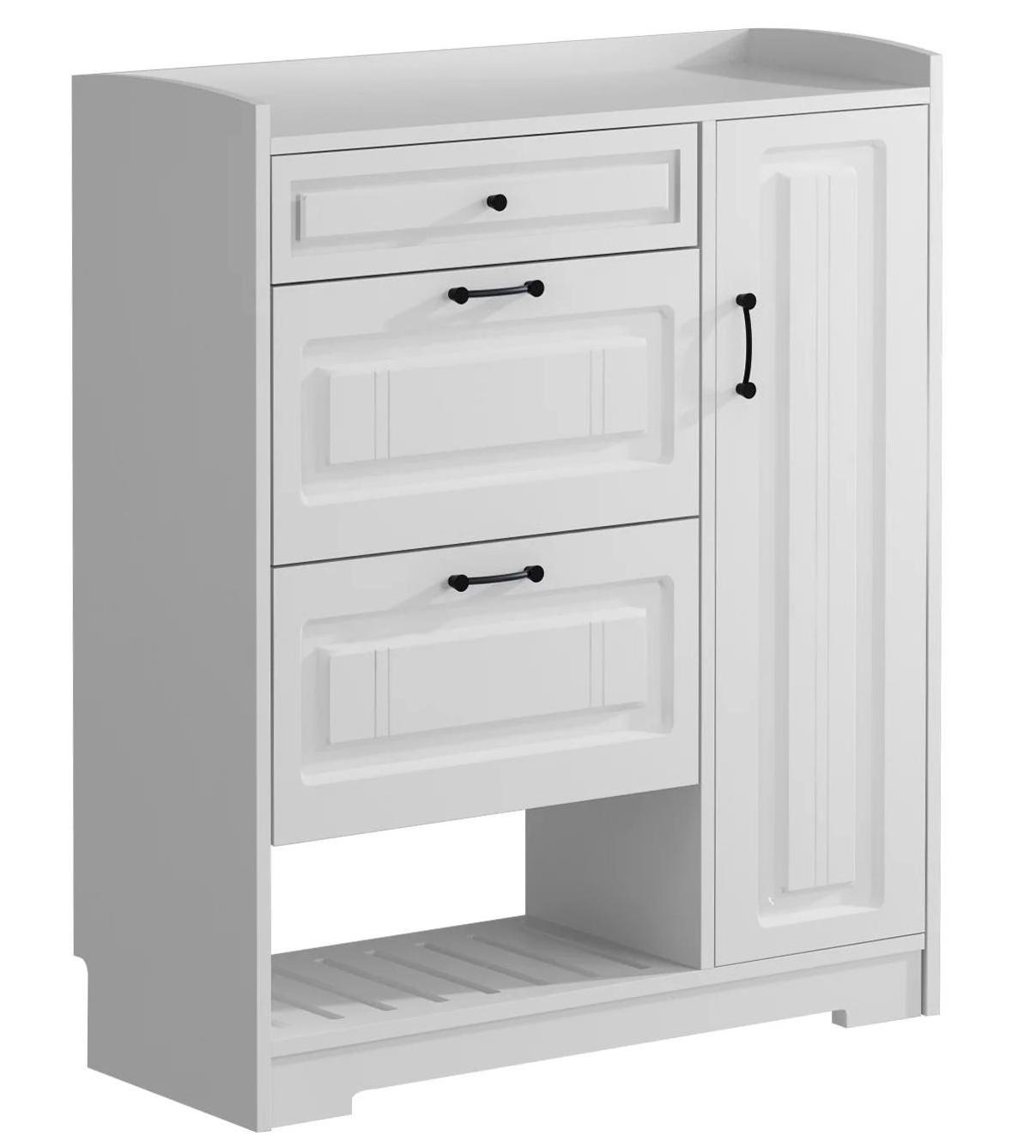 Factory wholesale Modern White Shoe storage entryway shoe storage with 1 door 3 drawer and 1 shelf shoe organizer