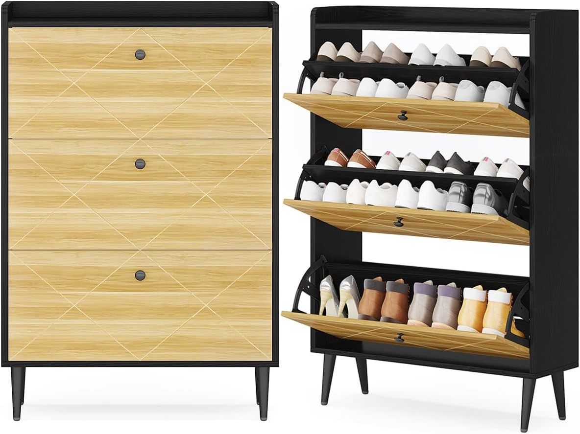 Factory Wholesale 24 Pair Shoe Storage Cabinet Featuring a classic design and ample storage space Stylish cabinet shoe rack