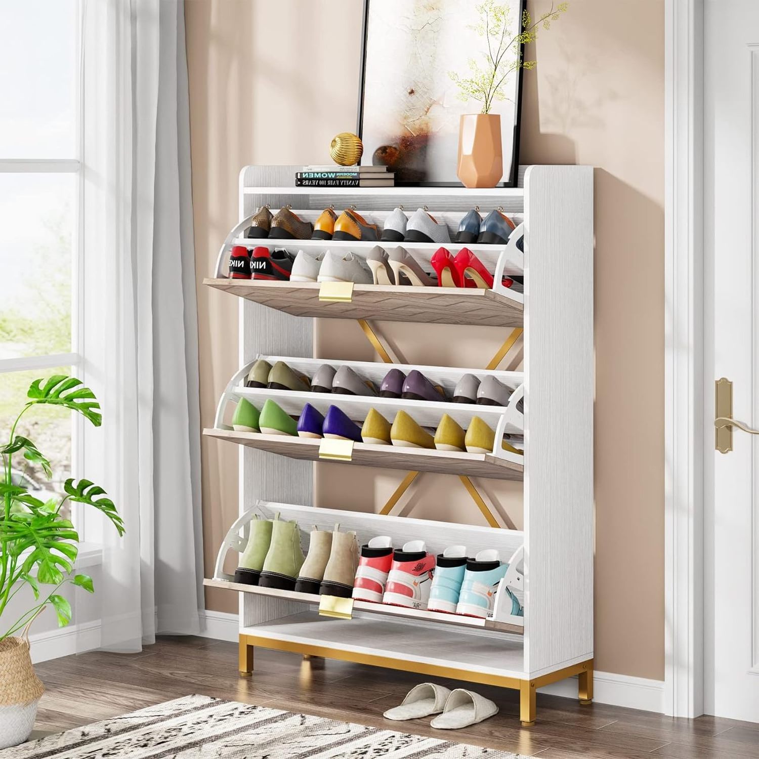 Factory direct sales high-end customized shoe storage cabinet Modern appearance and high-quality material Entrance shoe rack